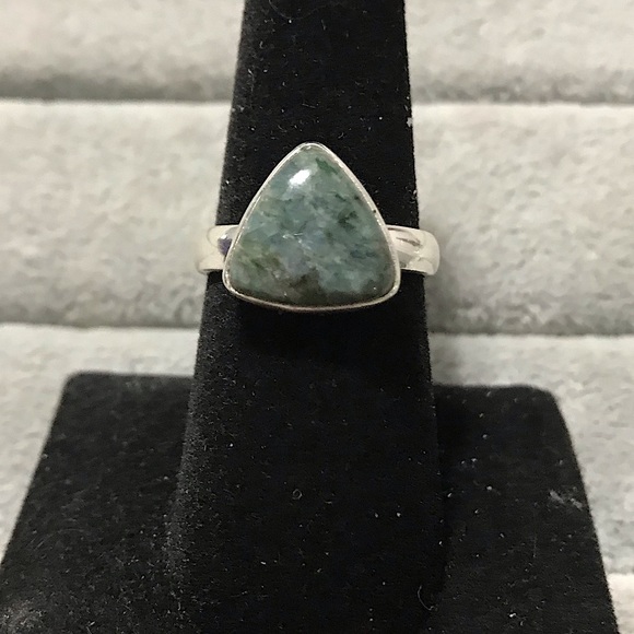 New Sterling Silver Triangle Blue Green Mermaid Kyanite Ring Size 8-8.25 Crystal - Picture 12 of 16